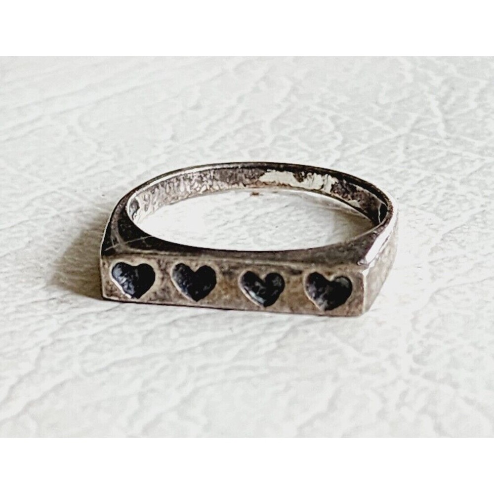 Sterling Silver Heart Square Stackable Stacking R… - image 1